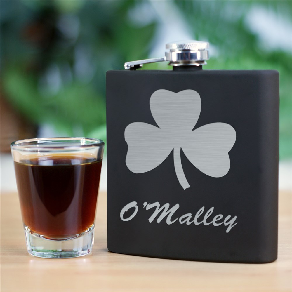 Irish Black Matte Flask | Engraved Flasks