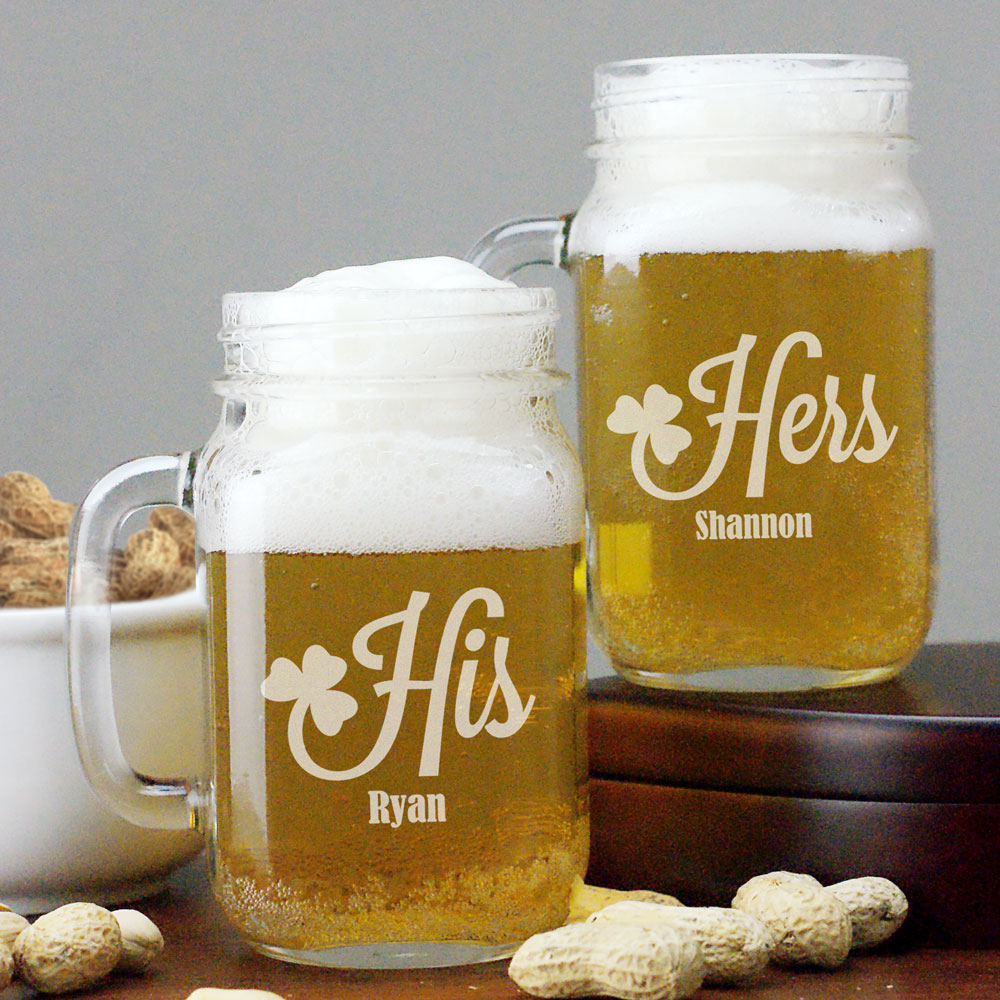 Engraved Irish Couple Mason Jar Set GiftsForYouNow