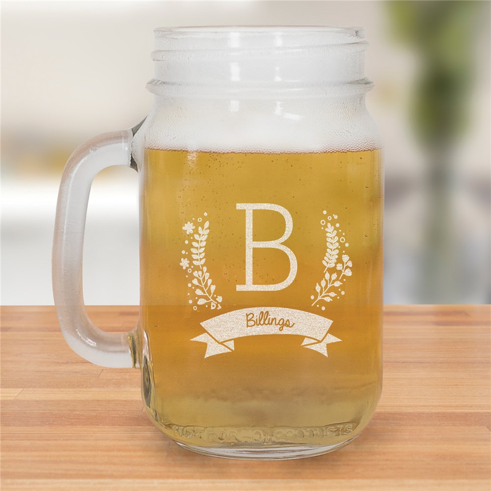 Engraved Family Initial Mason Jar | Personalized Mother's Day Gifts