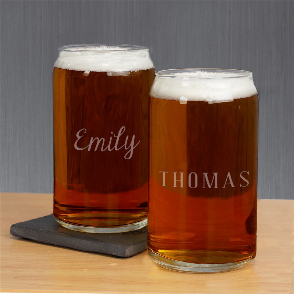 Beer Can Glass Engraved With His Name GiftsForYouNow