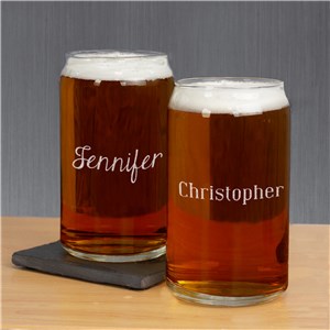 Engraved Any Name Beer Can Glass | Personalized Bar Glassware