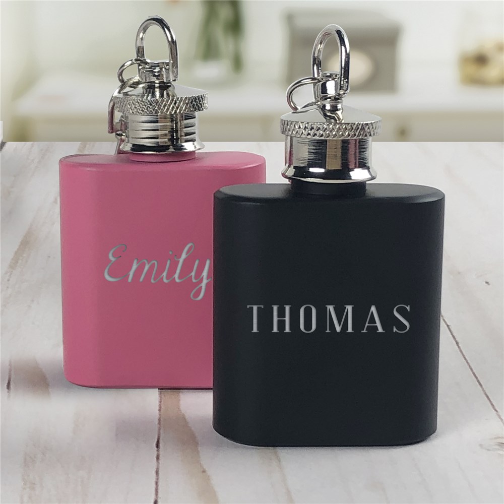 Any Name Engraved Mini Flask Key Chain| Personalized Groomsmen Flasks