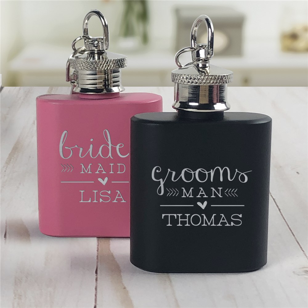 Engraved Wedding Party Mini Flask | Personalized Groomsmen Flasks