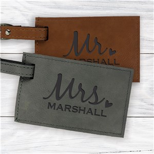 Engraved Mr. & Mrs. Leatherette Luggage Tag 