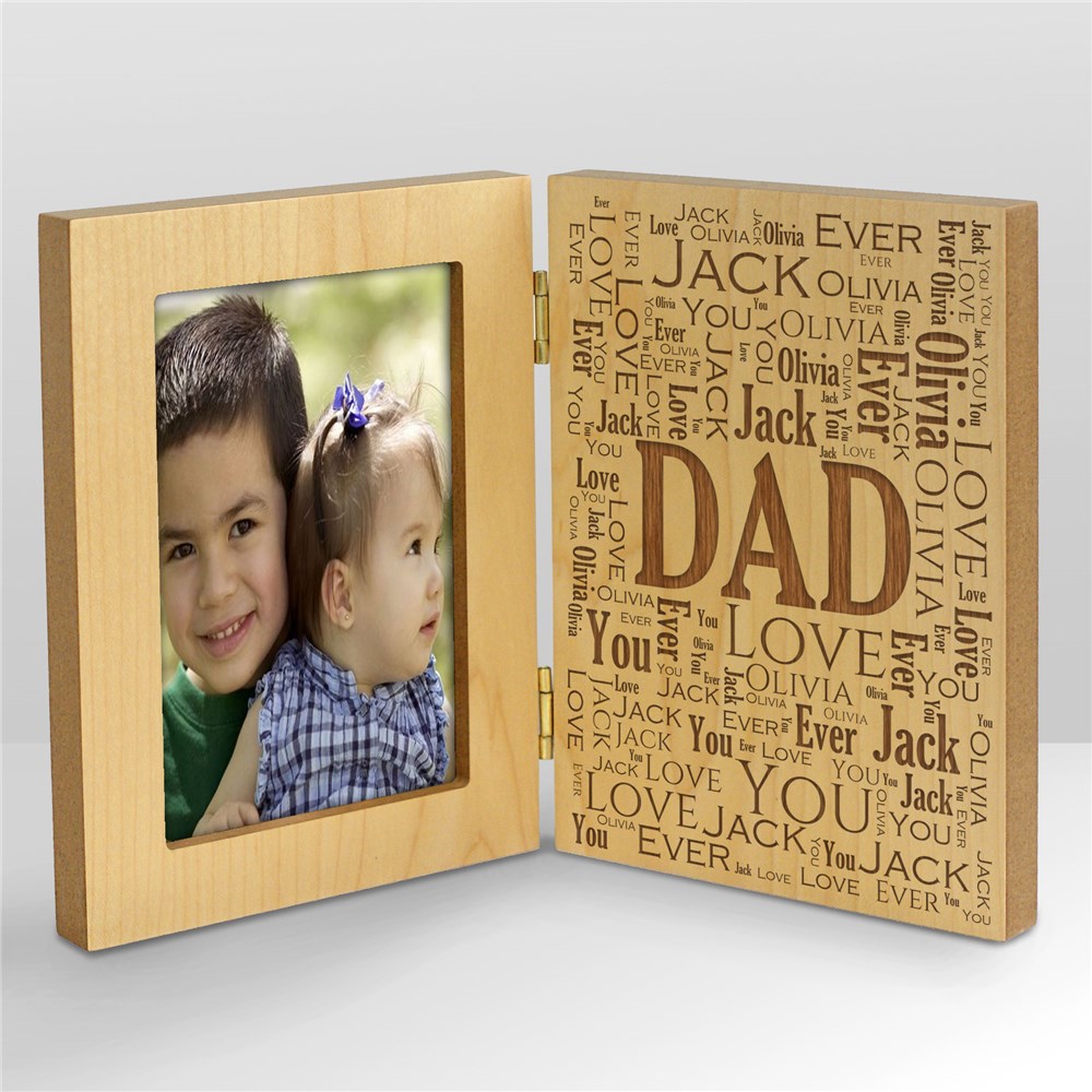 Engraved Dad Word-Art Hinged Wood Frame | Picture Frames For Daddy