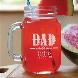 Engraved Dad Mason Jar | Personalized Father's Day Gifts