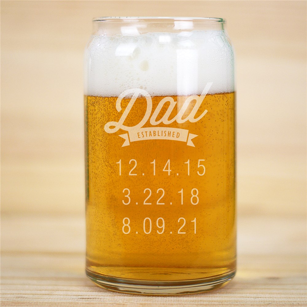 Personalized Dad Established Beer Can Glass GiftsForYouNow