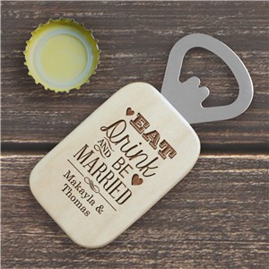 Engraved Newlywed Maple Bottle Opener | Personalized Couple Gifts