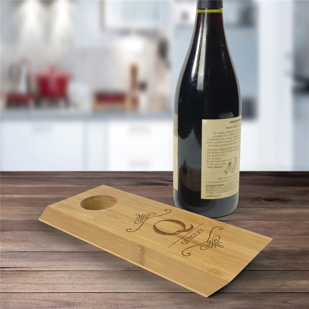 Wood Wine Bottle Holder | Initial Wine Bottle Holder