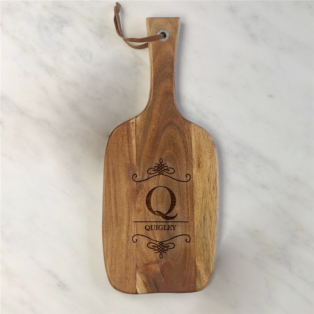Engraved Family Name & Initial Acacia Paddle Cutting Board L9562393X
