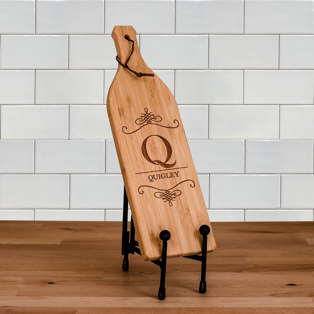 Engraved Family Wine Bottle Cutting Board | Personalized Cutting Board