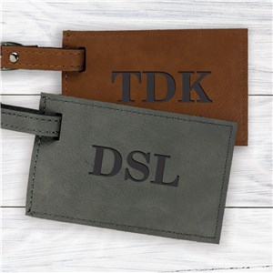 Engraved Monogram Leatherette Luggage Tag 