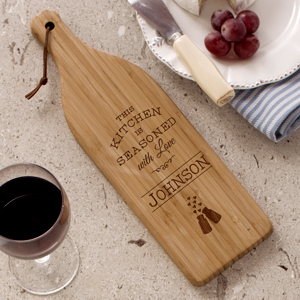 Seasoned With Love Wine Bottle Cutting Board | Personalized Cutting Boards