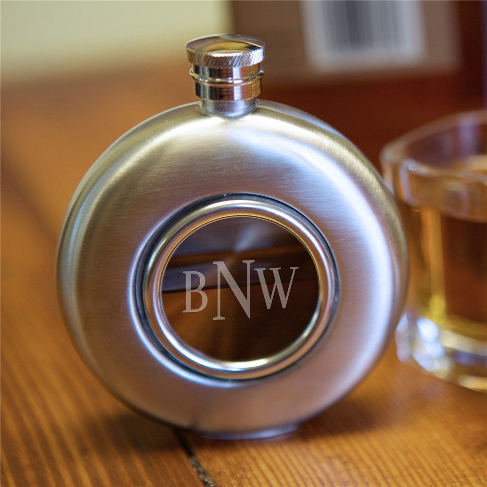 Engraved Round Flask | Personalized Barware