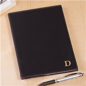 Engraved Single Initial Black Portfolio | Personalized Office Gifts For Him