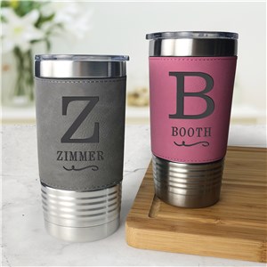 Engraved Name And Initial Flourish Leatherette Tumbler LP14714290X