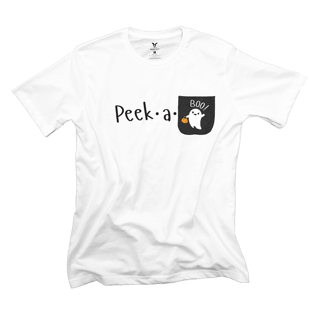 Peek-A-Boo Women's Pocket T-Shirt with Ghost
