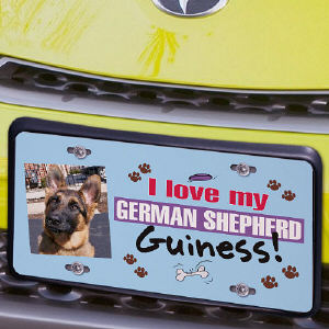 I Love My Dog Photo License Plate