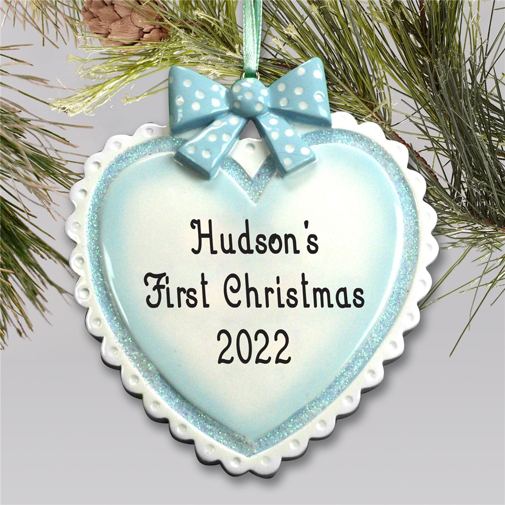 Baby Boy Personalized Heart Ornament | Baby's First Christmas Ornaments