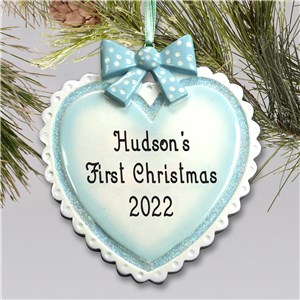 Baby Boy Personalized Heart Ornament | Baby's First Christmas Ornaments