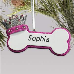 Personalized Princess Dog Bone Ornament | Personalized Pet Ornaments