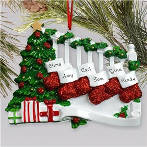 Personalized Staircase with Stockings Ornament | Personalized Family Ornament