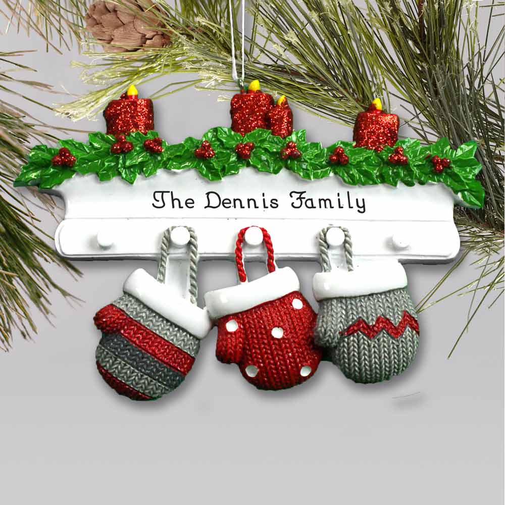 Personalized Mitten Mantle Family Ornament | Personalized Family Christmas Ornaments