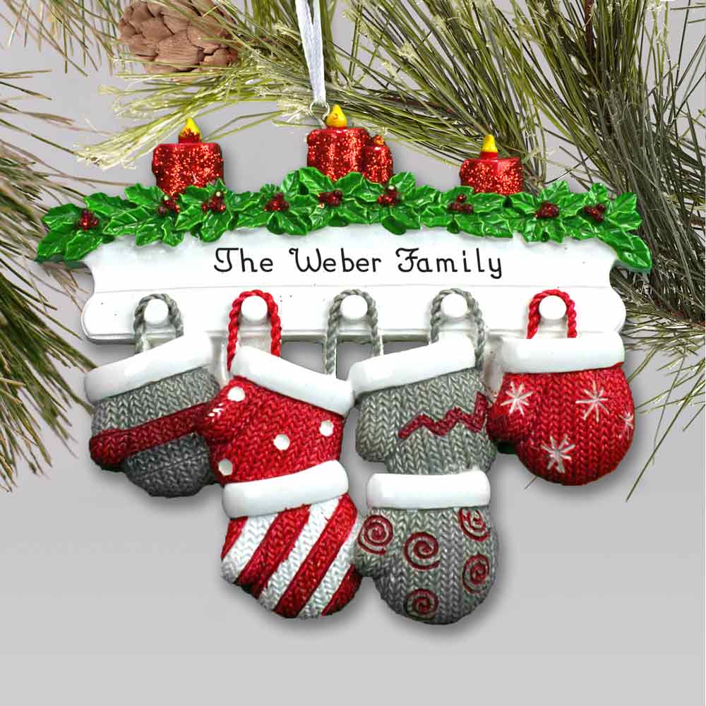 Personalized Mitten Mantle Family Ornament | Personalized Family Christmas Ornaments