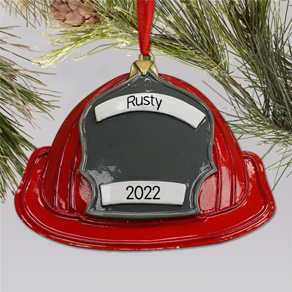 Personalized Fireman Ornament | Personalized firefighter helmet ornament