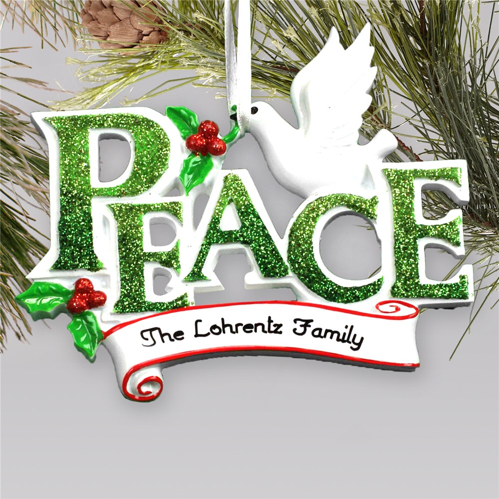 Personalized Peace with Dove Ornament | Christmas Ornaments Personalized