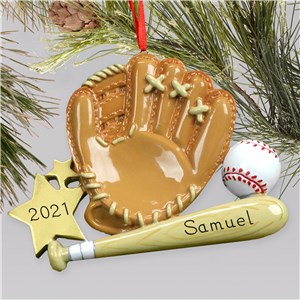 Personalized Baseball Mitt & Bat Ornament M1075787