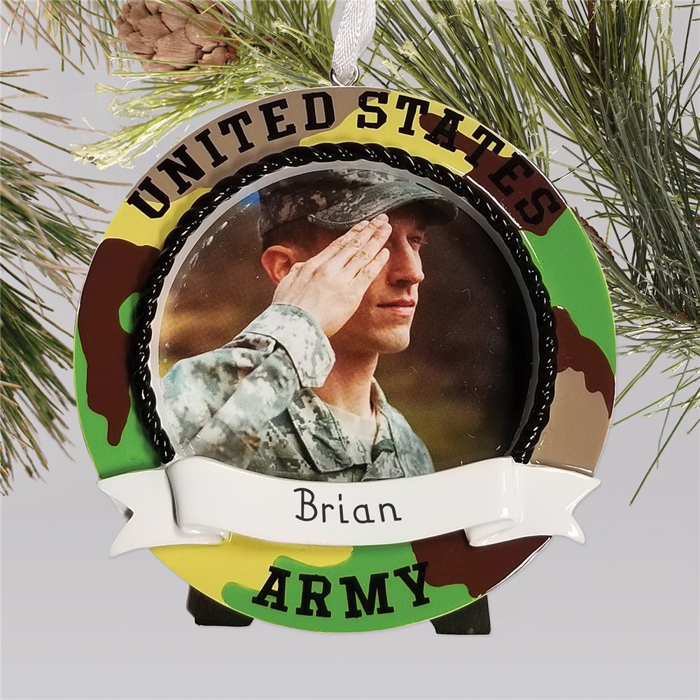 Personalized US Army Photo Ornament - Frame | Christmas Ornaments Personalized