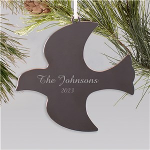 Dove-Shaped Christmas Ornament With Family Name & Year