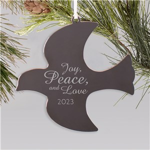 Dove-Shaped Joy, Peace, & Love Christmas Ornament