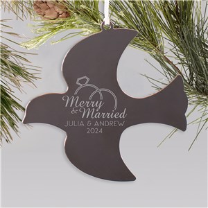 Engraved Merry & Married Dove Holiday Ornament M2193828
