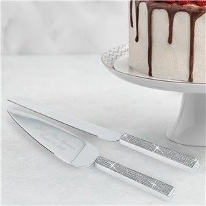 Engraved Wedding Cake Server and Knife 