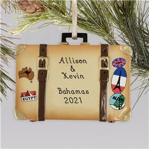 Personalized Vacation Suitcase Ornament | Personalized Couples Christmas Ornament