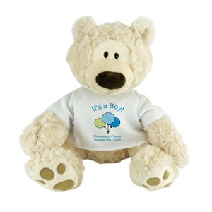 Personalized Baby Boy Balloons Philbin Beige Teddy Bear NP0139-4779