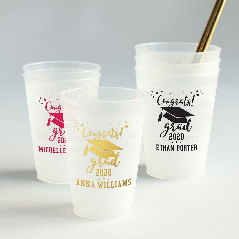 Personalized Congrats Grad Shatterproof Frosted Cups
