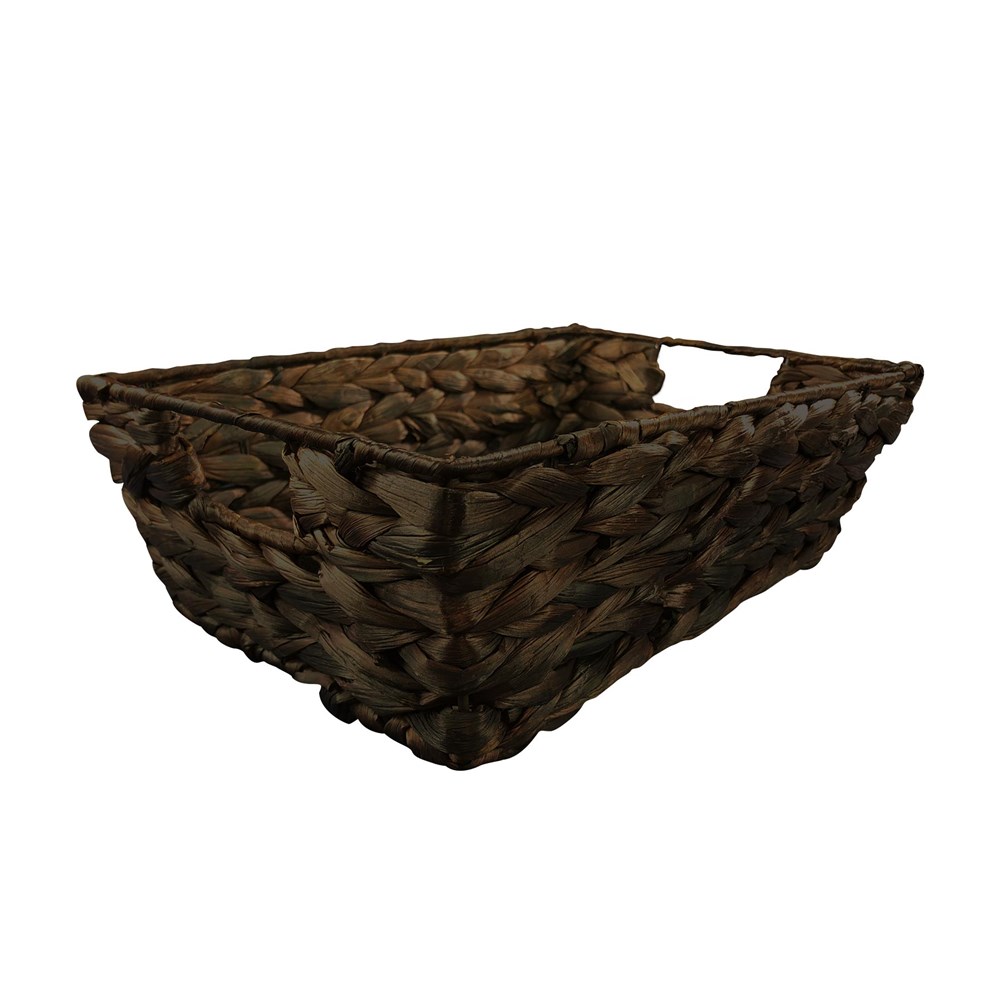 Rectangular Wicker Basket | Dark Woven Shelf Basket