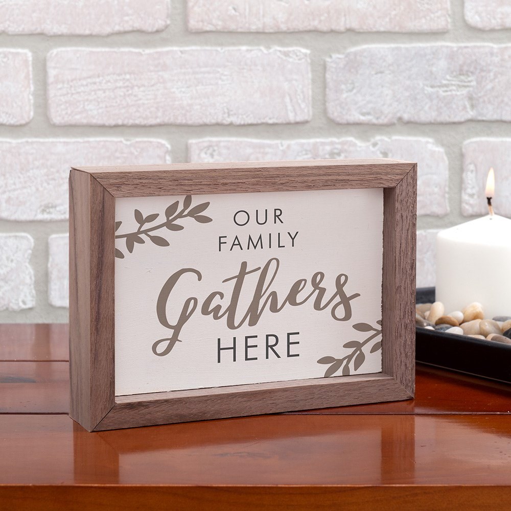 Gather Here Table Top Sign | Fall Home Decor Sign