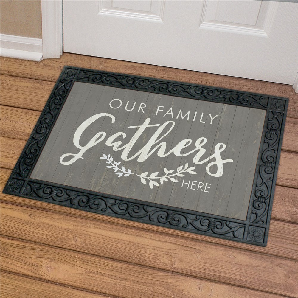 Our Family Gathers Doormat | Fall Doormat