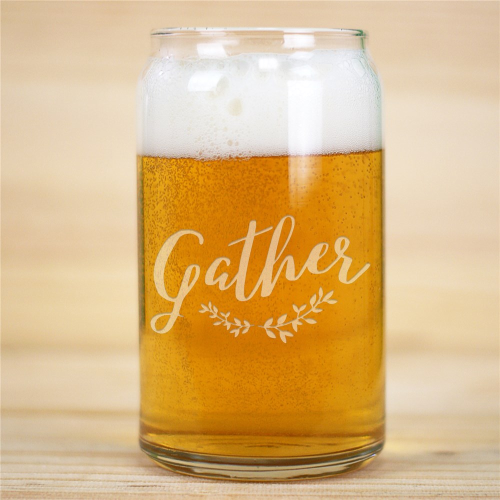 Engraved Gather Beer Can Glass | Fall Themed Glassware