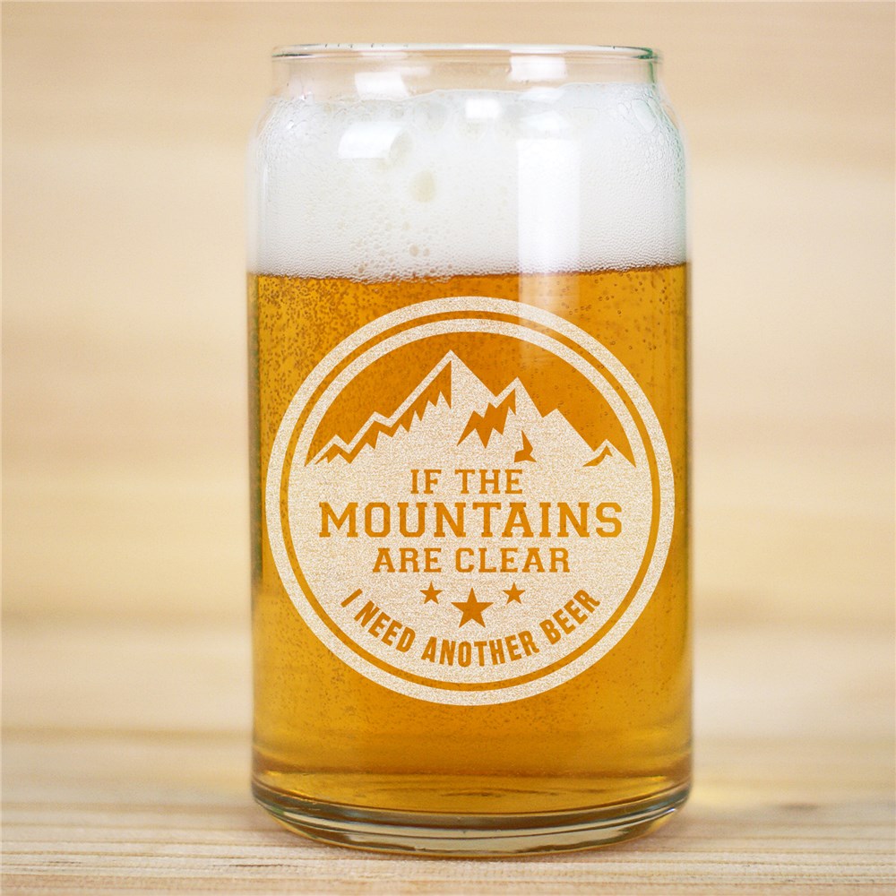 Glass Beer Can | Mountains Engraved Beer Glass