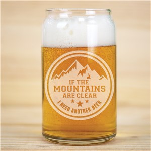 Glass Beer Can | Mountains Engraved Beer Glass