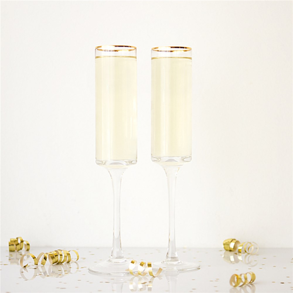 Gold Rim Champagne Toasting Flutes
