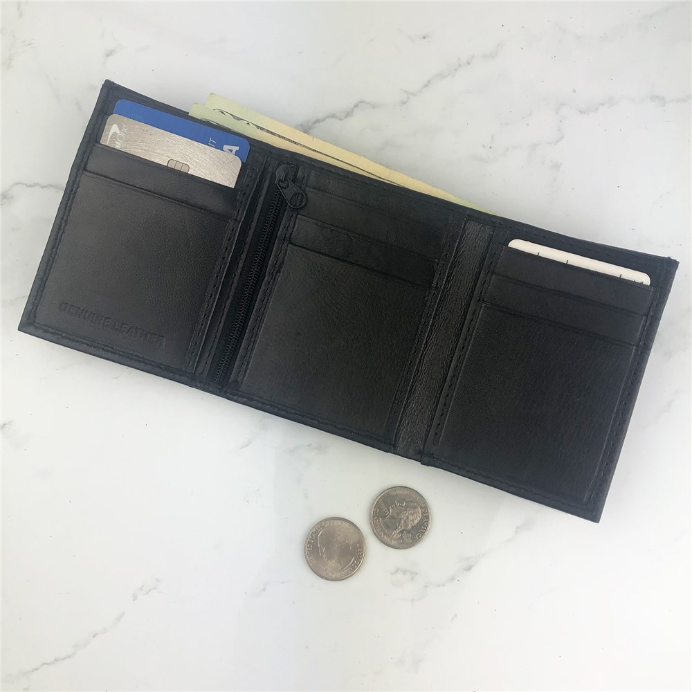 Black Trifold Wallet made of leather