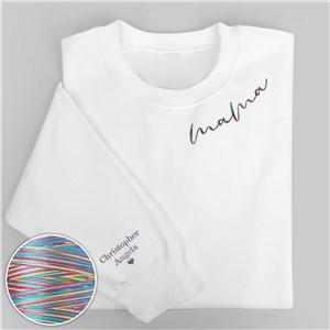 Embroidered Title with Names Sweatshirt with Rainbow Thread R521196X