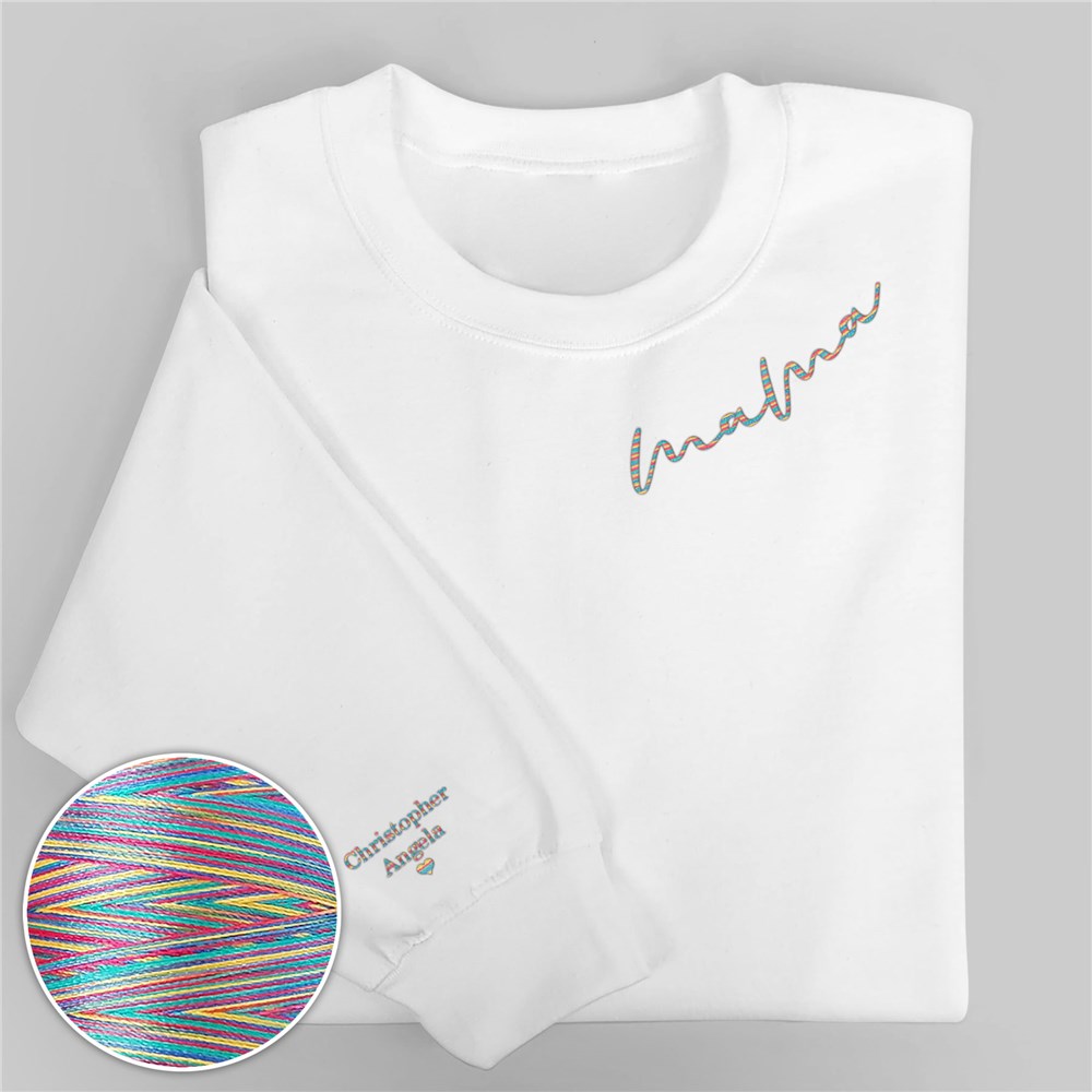 Embroidered Title with Names Sweatshirt with Rainbow Thread