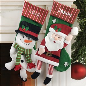 Striped 3D Character Kids Christmas Stocking